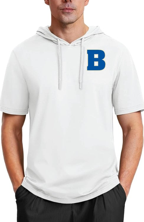 White Short Sleeve Performance Hoodie